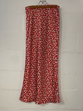 Topshop Red and White Floral Maxi Skirt